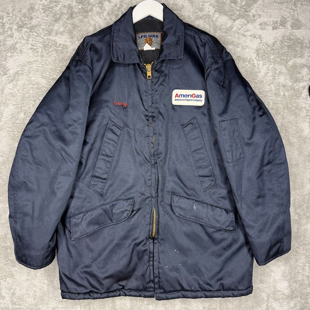 Vtg 80s AmeriGas Work Jacket Men 46 Navy Blue Spiewak Titan Insulated Patch USA